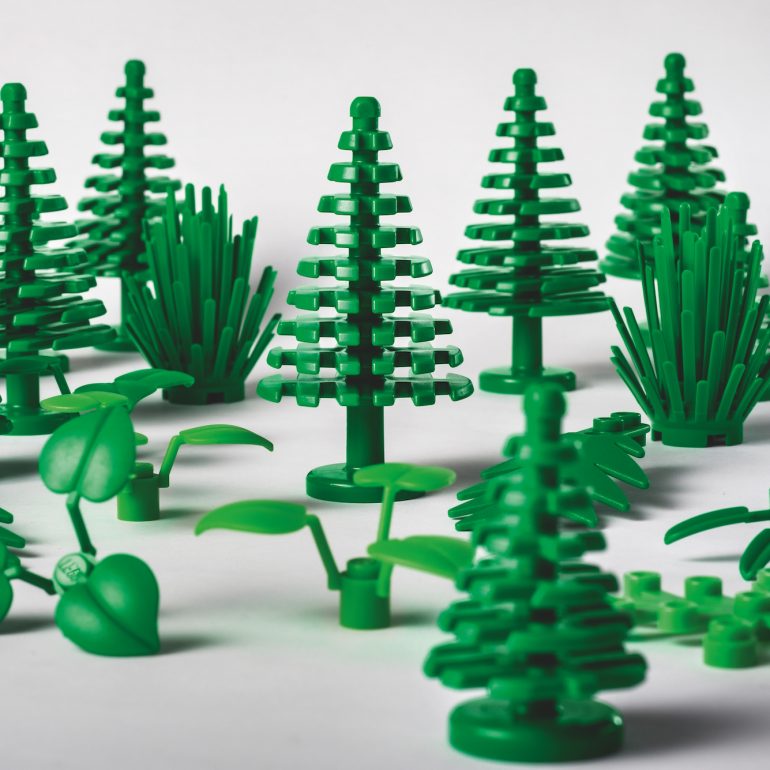 LEGO Elemente aus pflanzlichem Kunststoff.